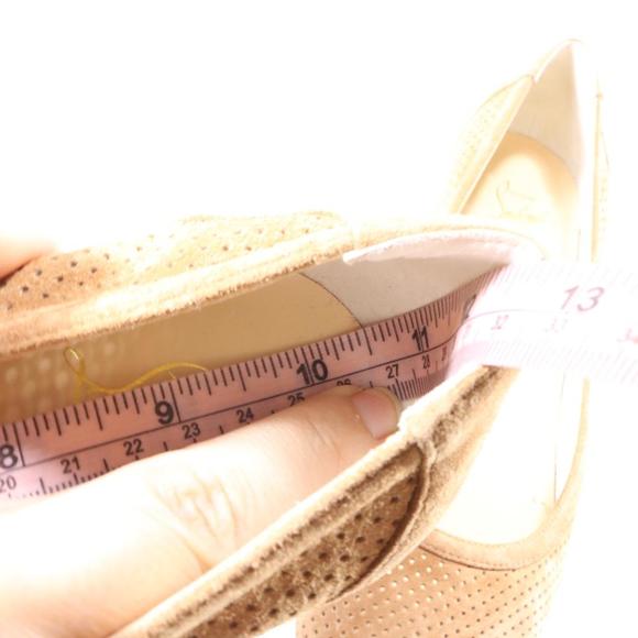 Incastrana 55mm Tan Biscotto Perforated Suede Padded Round Pumps D524 - Picture 6 of 12